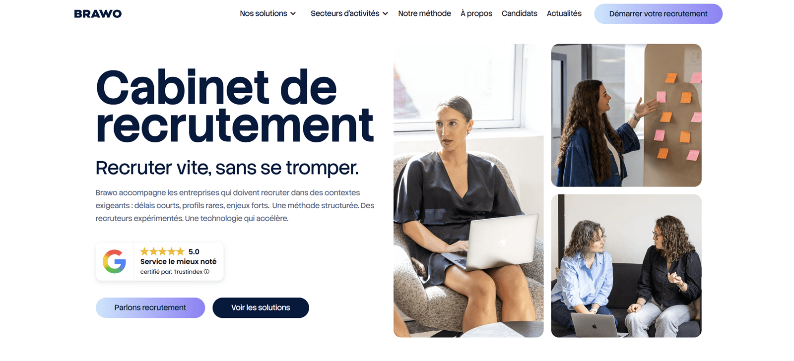 Brawo : recruter vite, sans se tromper : le site du cabinet de recrutement, réalisé par AVB