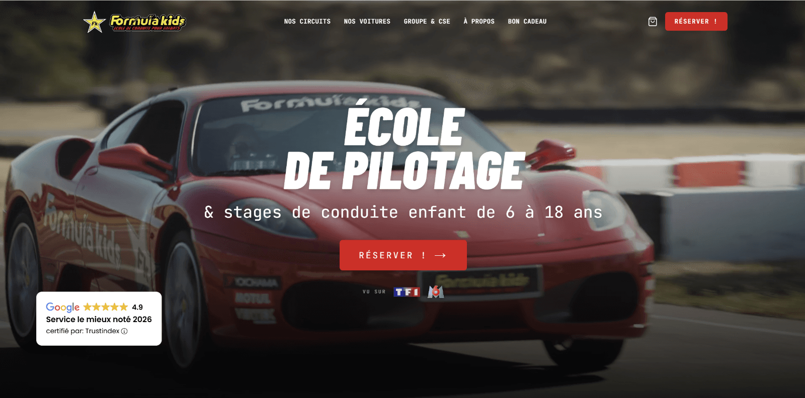Formula Kids : école de pilotage pour enfants : site et réservation en ligne, réalisé par AVB