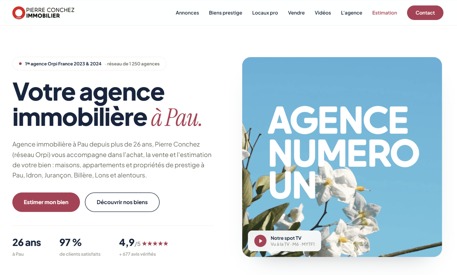 Pierre Conchez Immobilier : agence numéro un : site et spot TV pour la première agence Orpi de France, réalisé par AVB